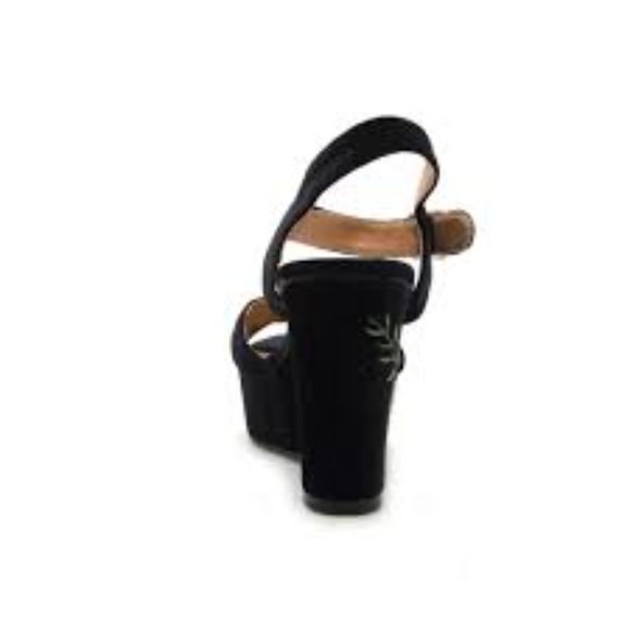 Black Velvet Platform Wedges - Picture 4 of 4